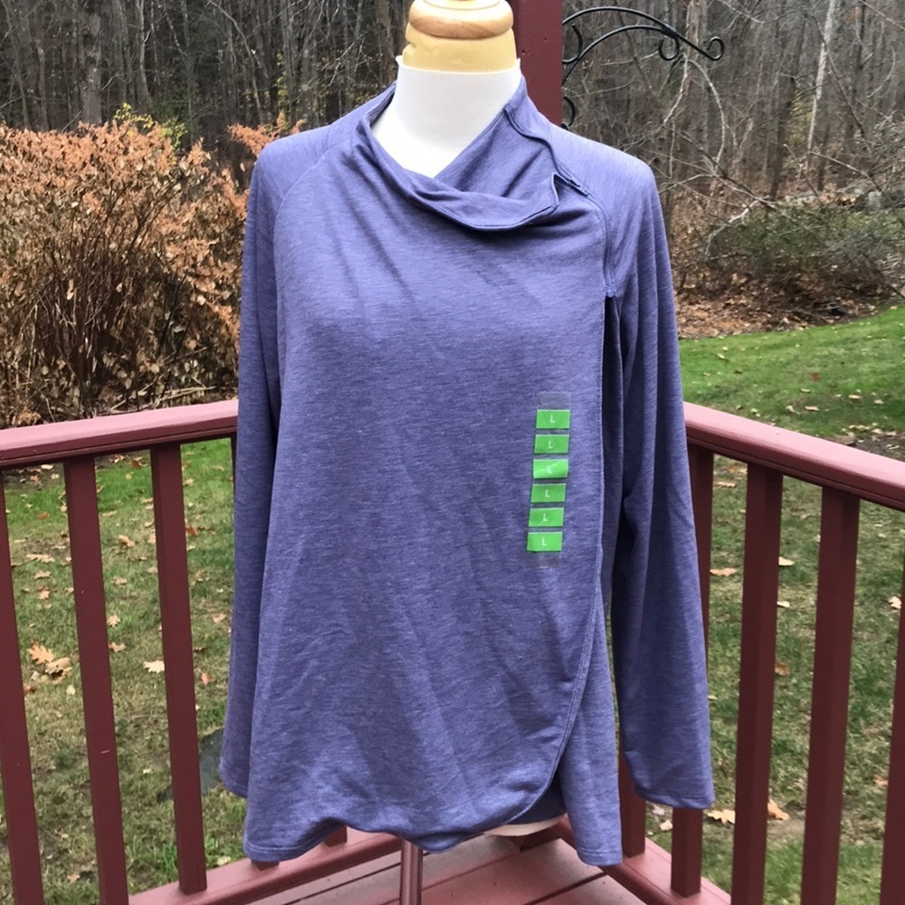 NWT! Copper fit large purple Dusk wrap top.